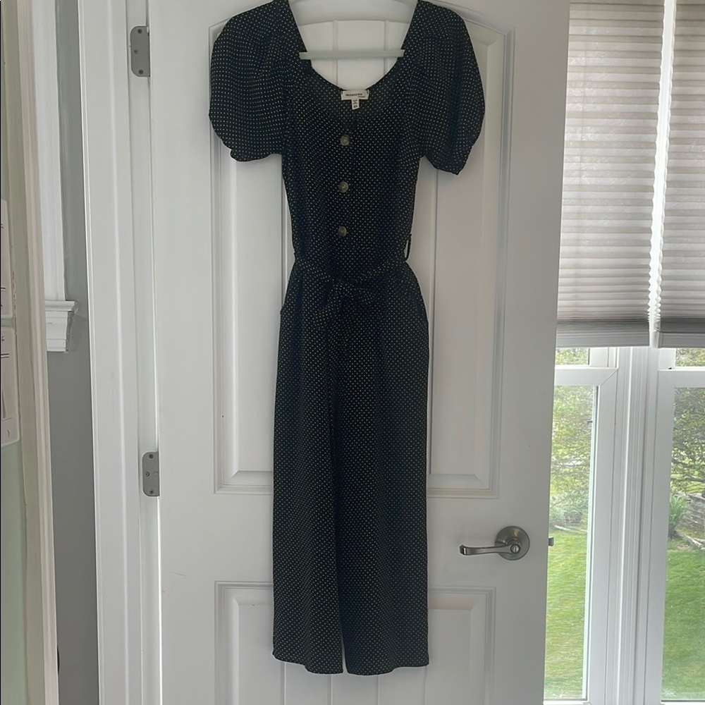 Monteau Black Buttoned Puff Sleeve Jumpsuit